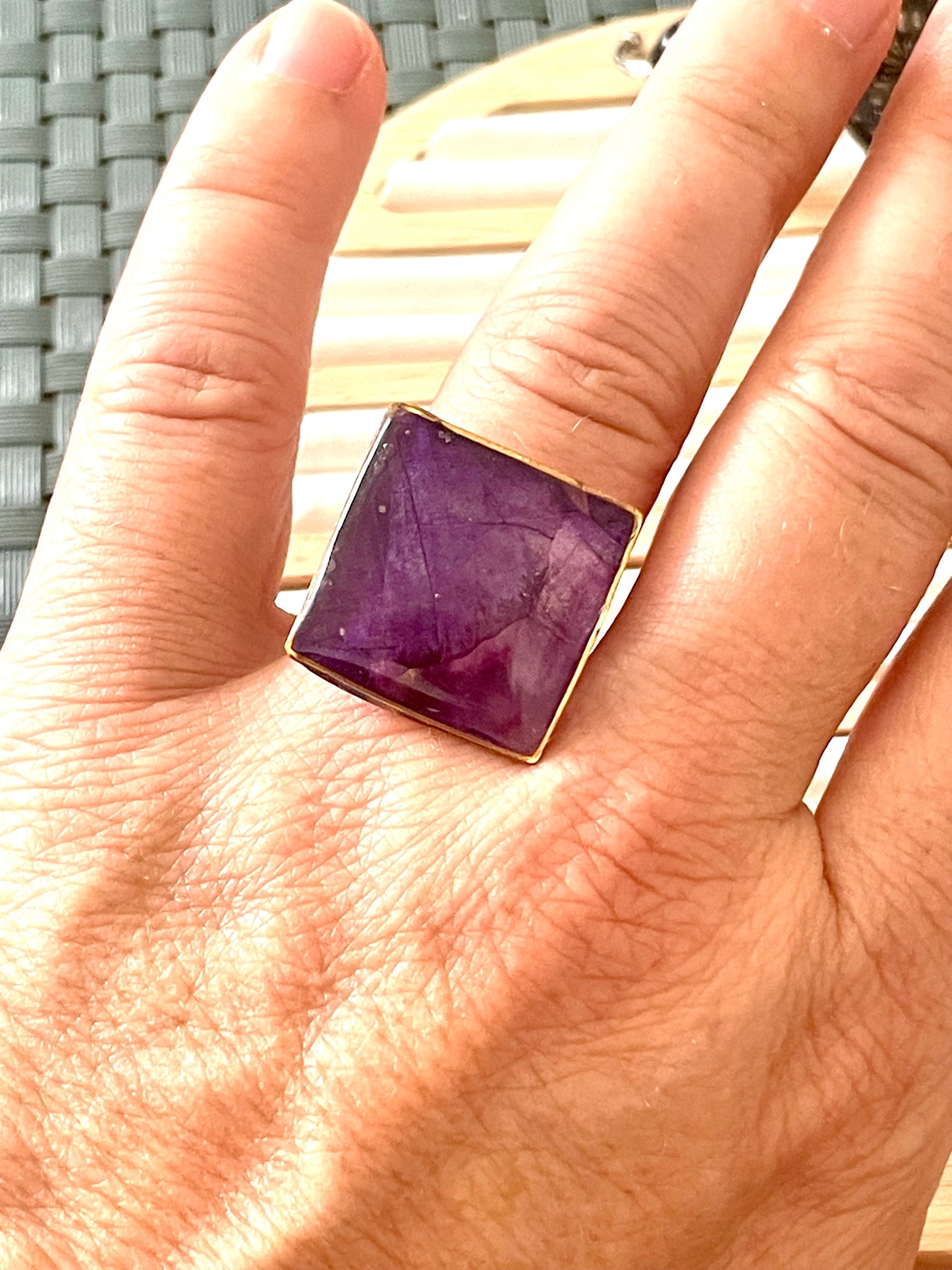 Bague pétales pensée violette