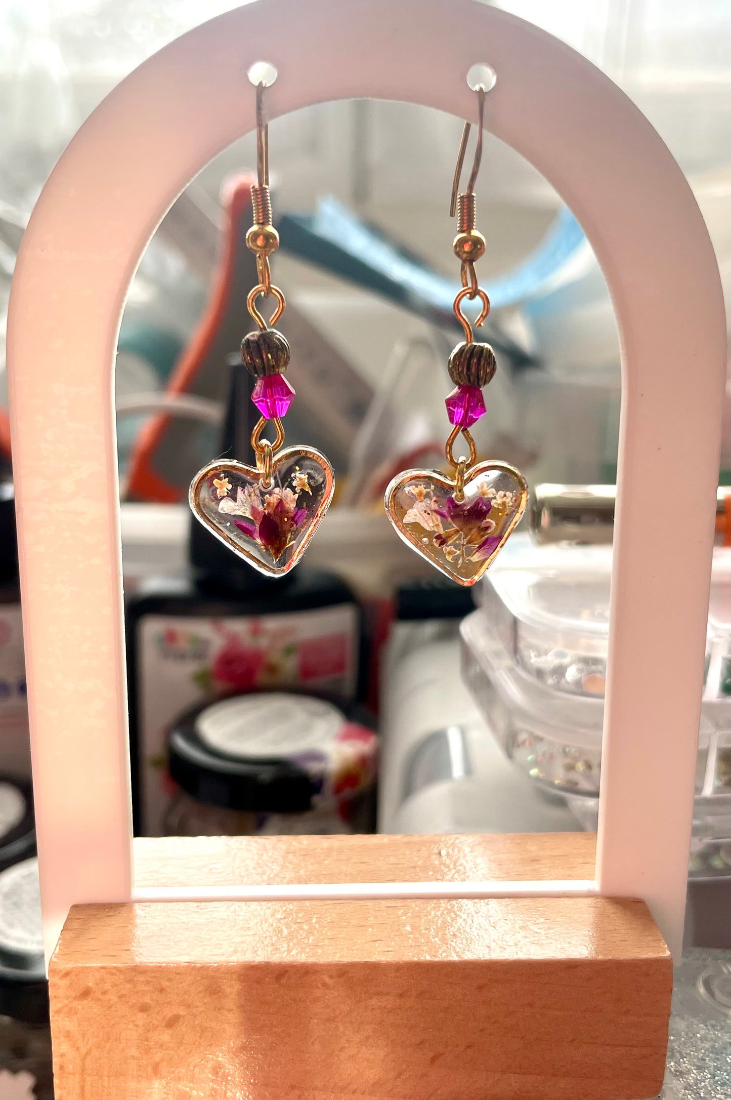 Boucles d’oreilles cœurs de fleurs sauvages