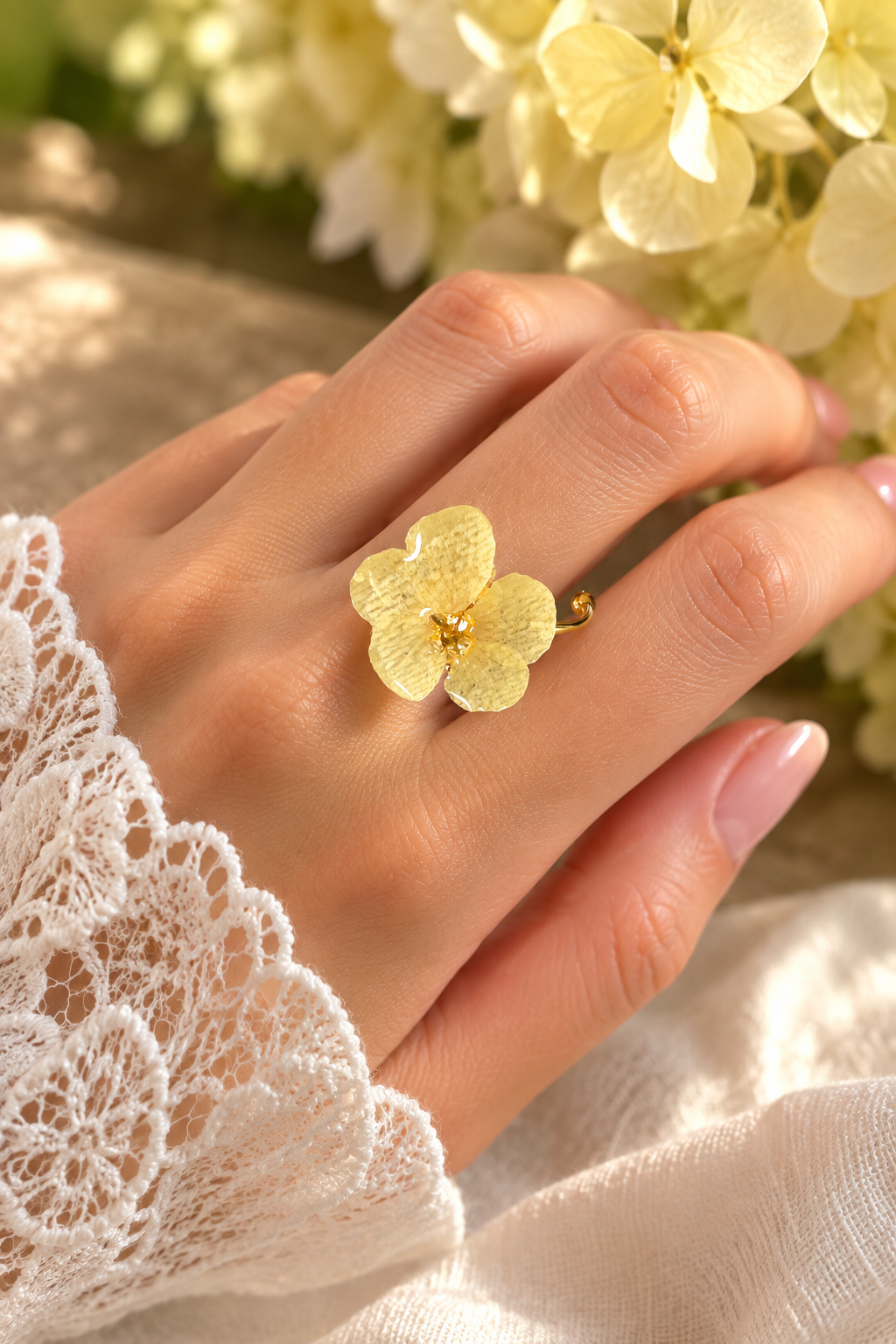 Bague hortensia naturel