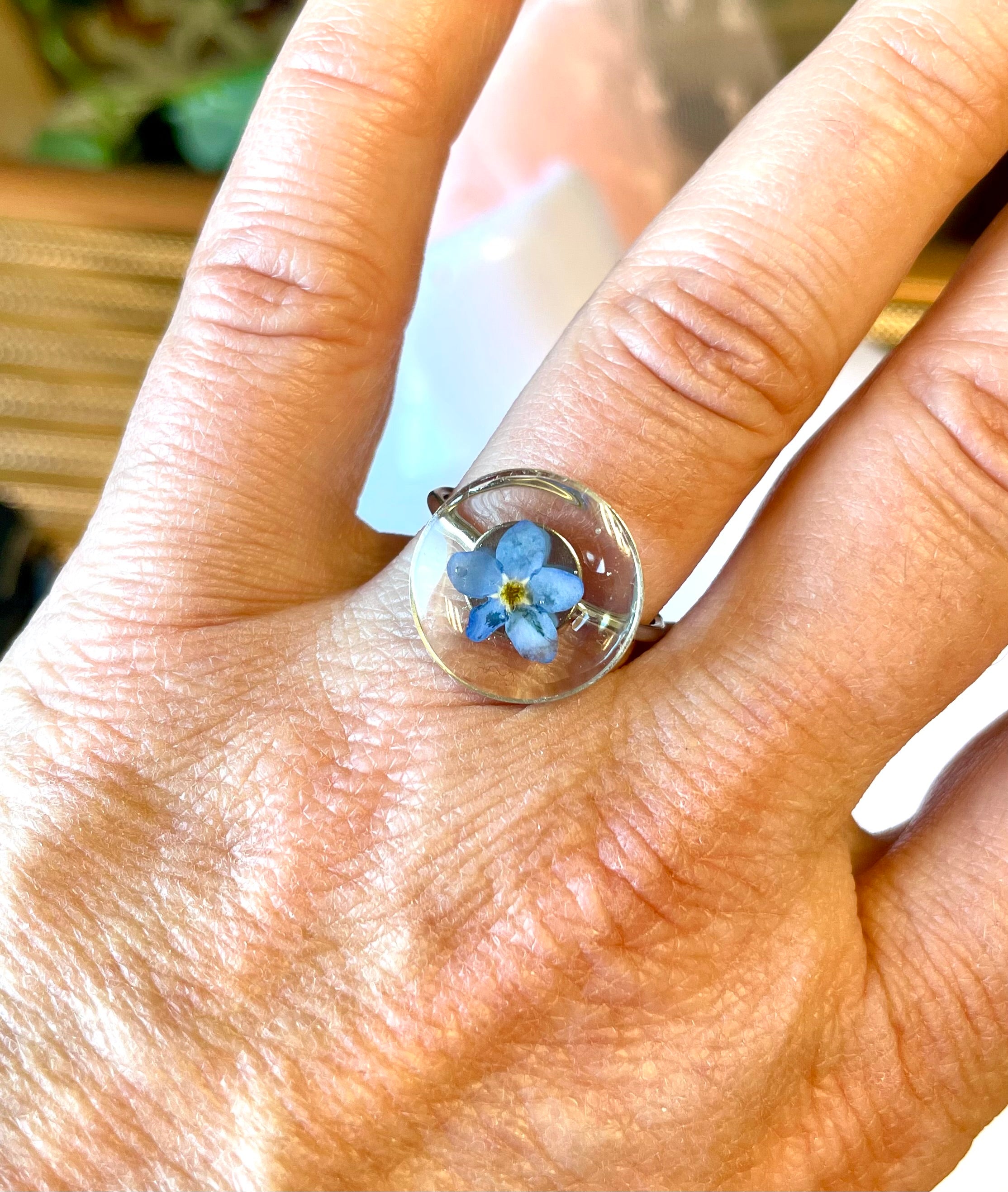 Bague argentée myosotis - Aux fleurs de Chloé Bague argentée myosotis Bague Bague