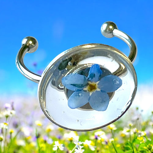 Bague argentée myosotis - Aux fleurs de Chloé Bague argentée myosotis Bague Bague