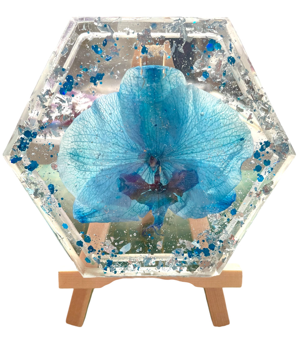 Plateau décoratif Orchidée Bleue - Aux fleurs de Chloé Plateau décoratif Orchidée Bleue Objet décoratif Objet décoratif