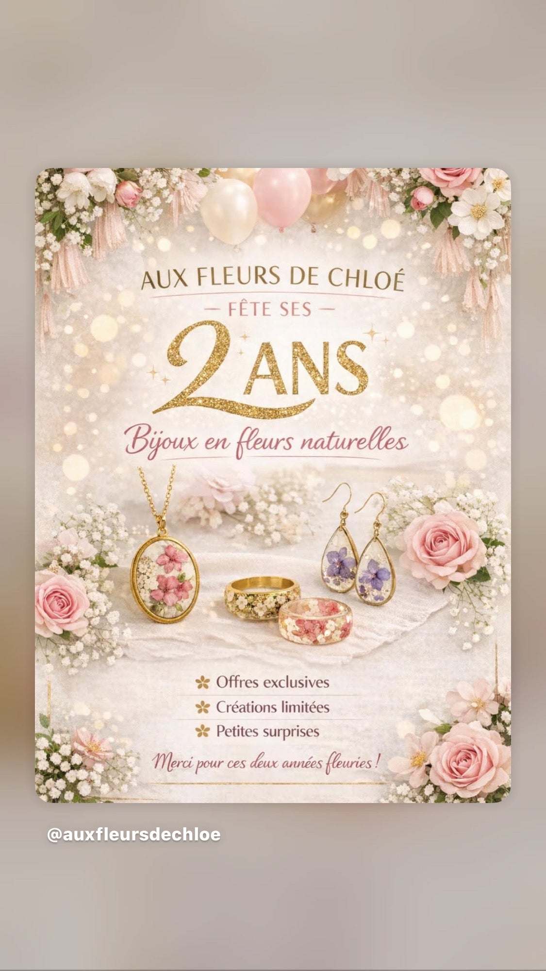 Boucles d’oreilles pétales de Lisianthus & citrine