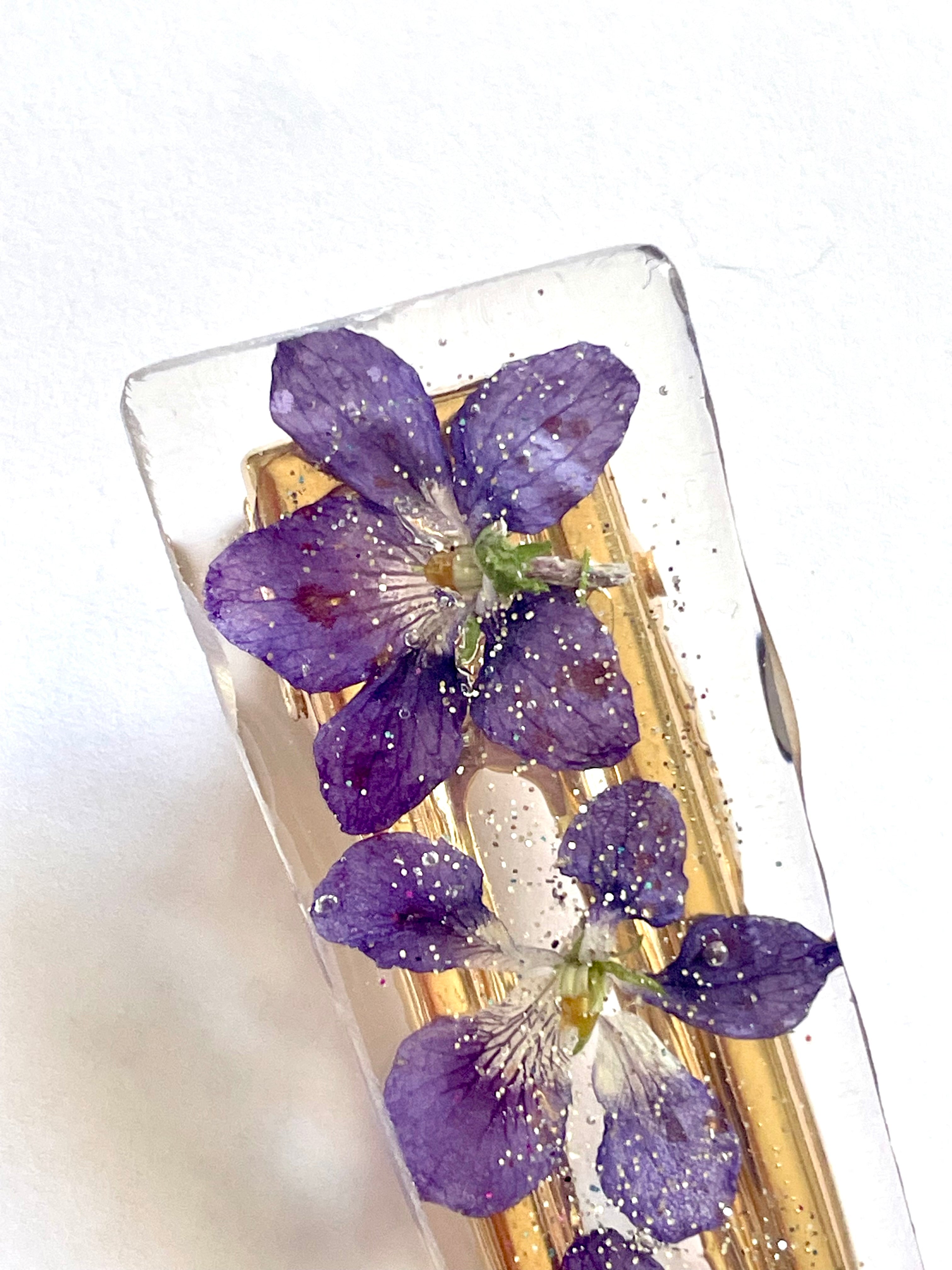 Barrette violettes grande - Aux fleurs de Chloé Barrette violettes grande Barrettes Barrettes