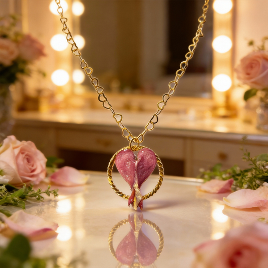 Collier fleur de Cœur de Marie chaînette cœurs