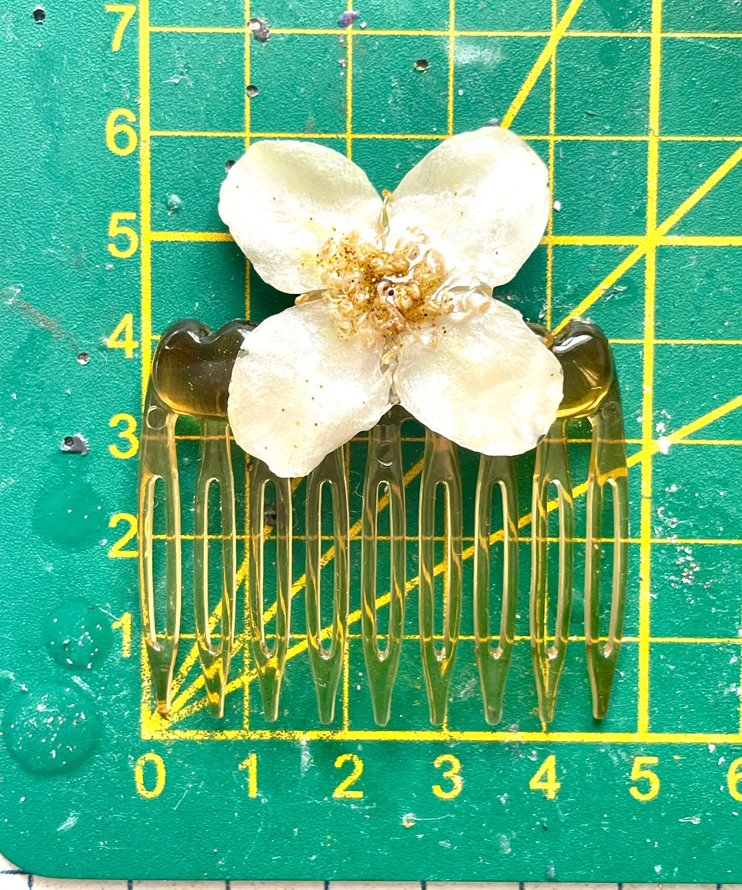 Parure bijoux fleurs de seringat pailletées & zircon