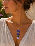 Collier Pensée & Coquillage – Fleurs naturelles