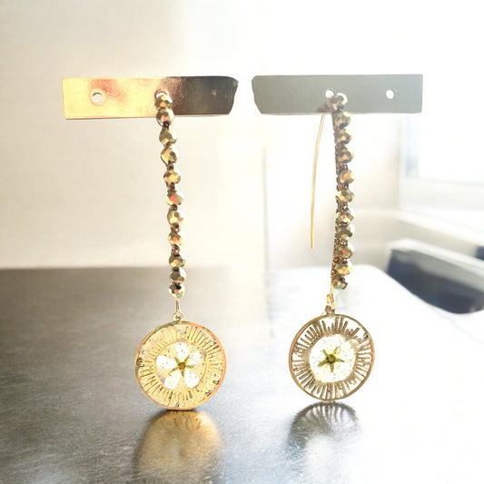Boucles d’oreilles bronze fleurs de saxifrage