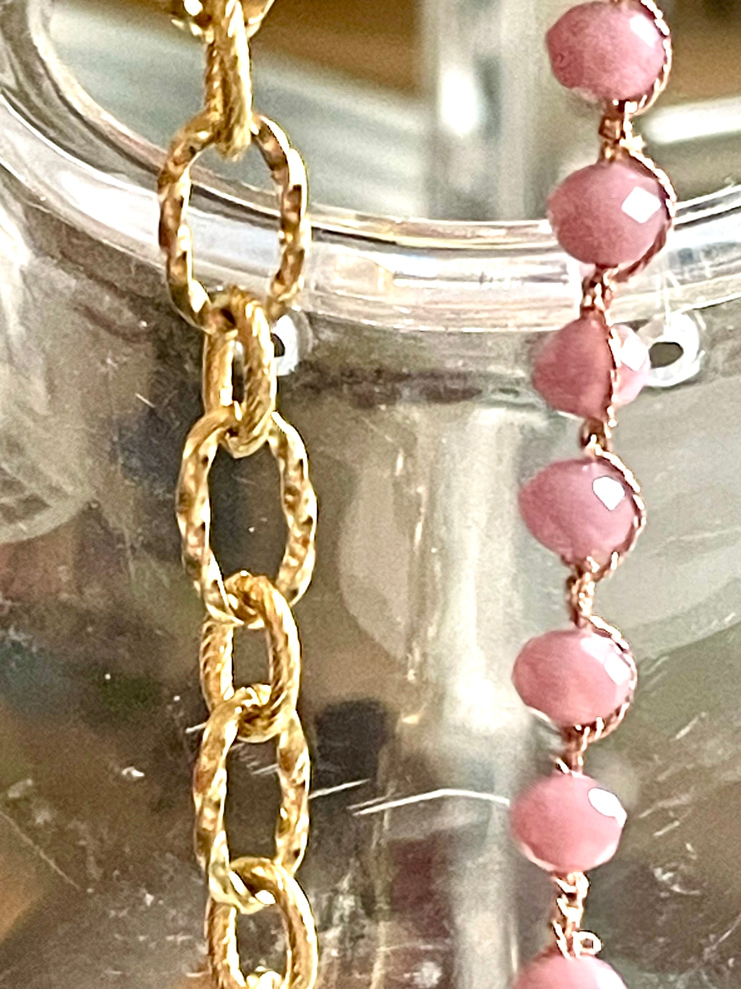 Collier bi-matière perles de verre & pensée