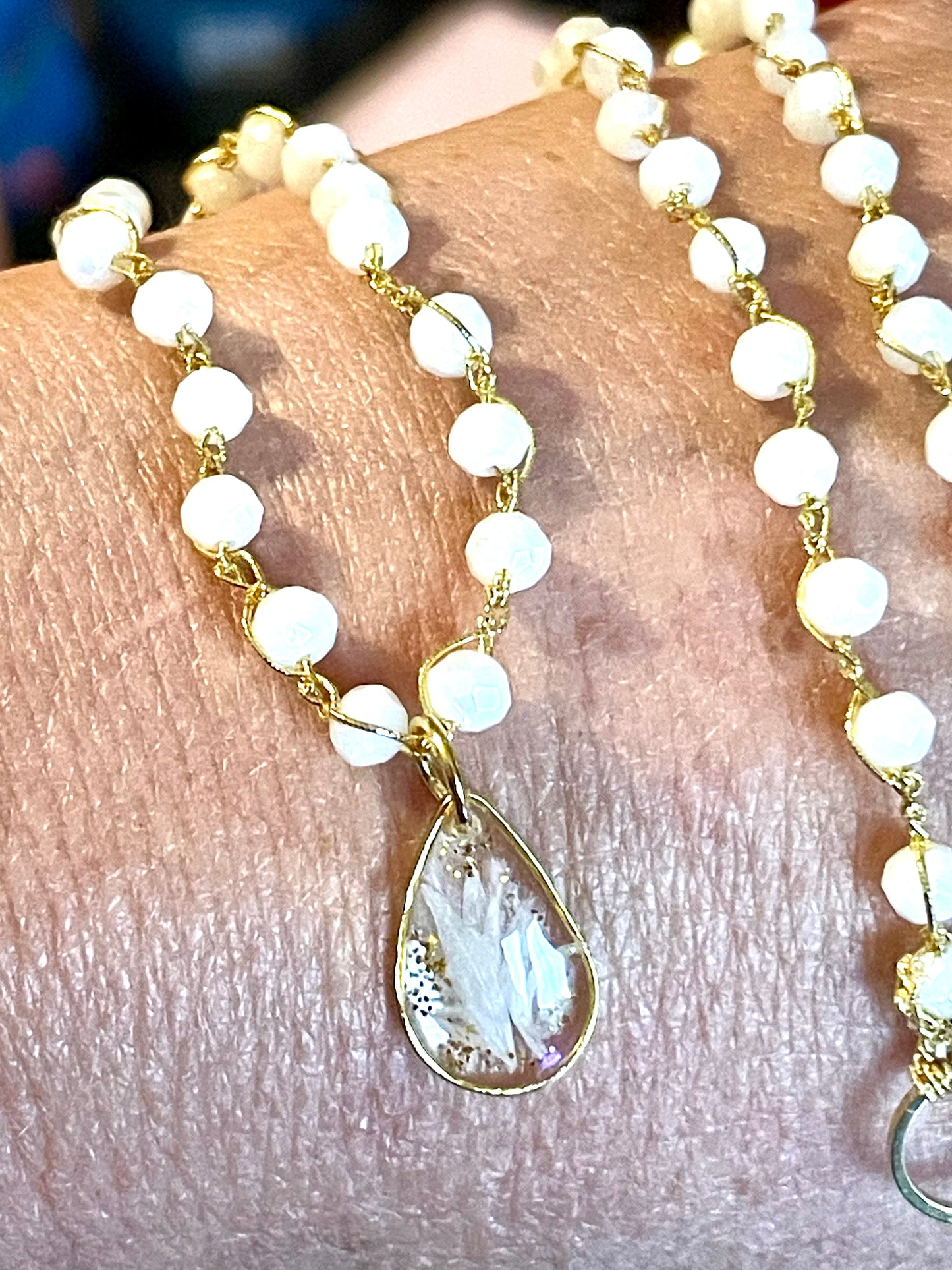Parure de bijoux pétales de centaurée & perles de verre