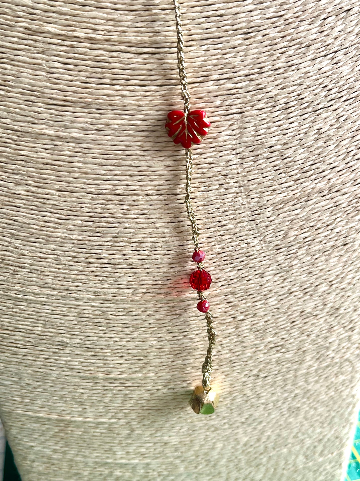Collier sautoir perles rouges