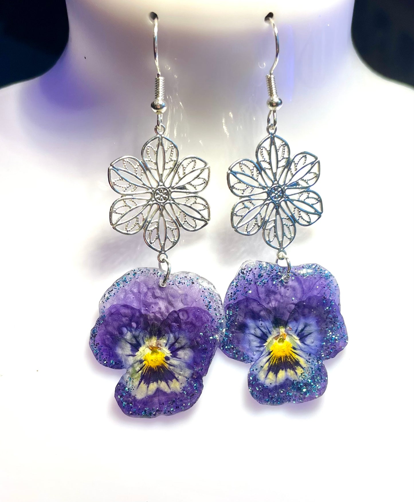 Boucles d’oreilles Pensées bicolores Fantasia