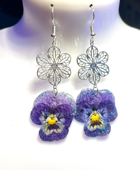 Boucles d’oreilles Pensées bicolores Fantasia