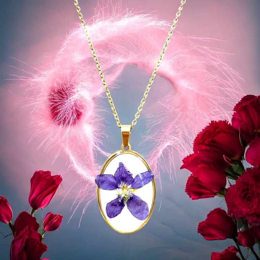 Pendentif médaillon fleur de Violette - Aux fleurs de Chloé Pendentif médaillon fleur de Violette Pendentif Pendentif