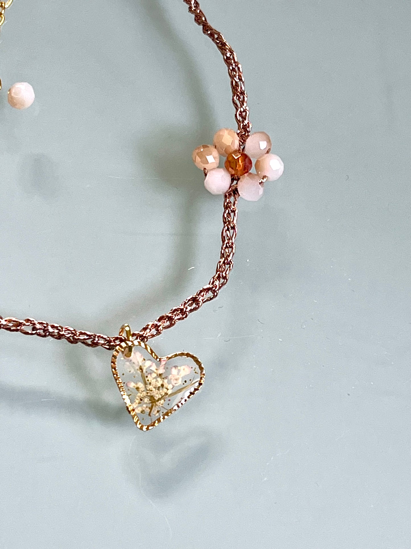 🌸 Bracelet de cheville  crocheté – Fleurs naturelles 🌸