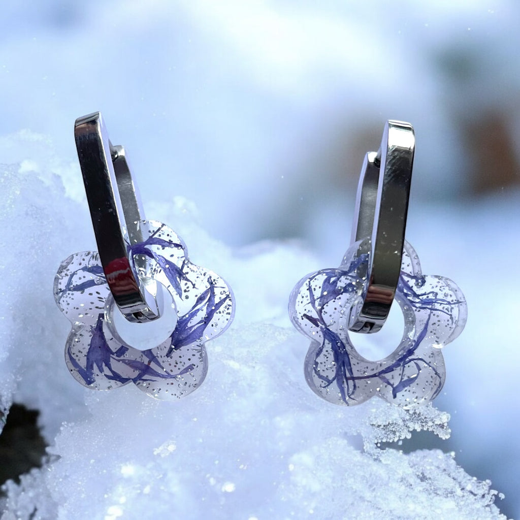 Pampilles Bleuet argentées - Aux fleurs de Chloé Pampilles Bleuet argentées Boucles d’oreilles Boucles d’oreilles