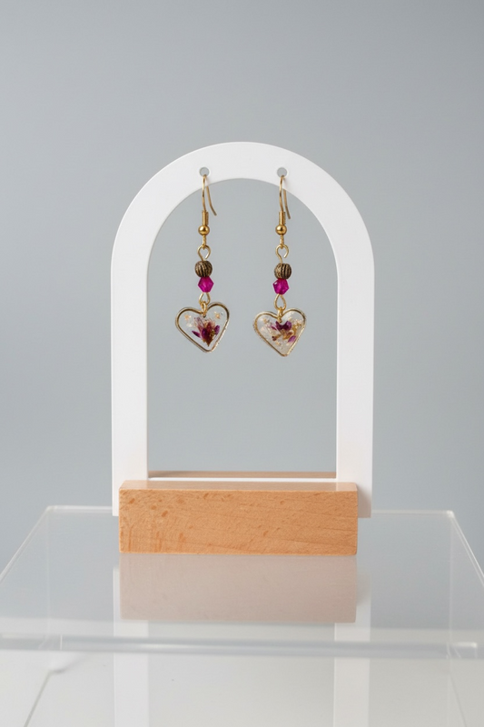 Boucles d’oreilles cœurs de fleurs sauvages