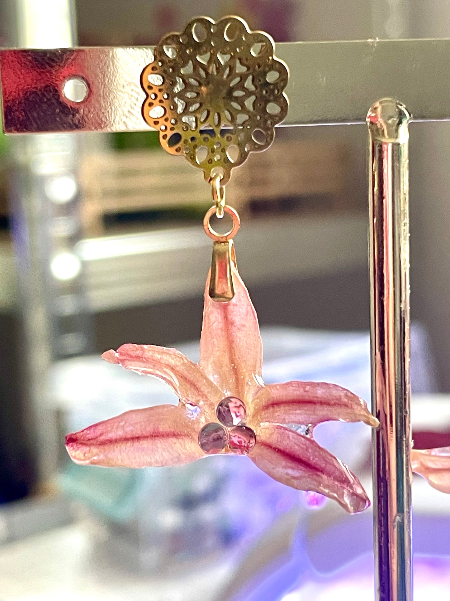 Boucles d’oreilles jacinthe rose