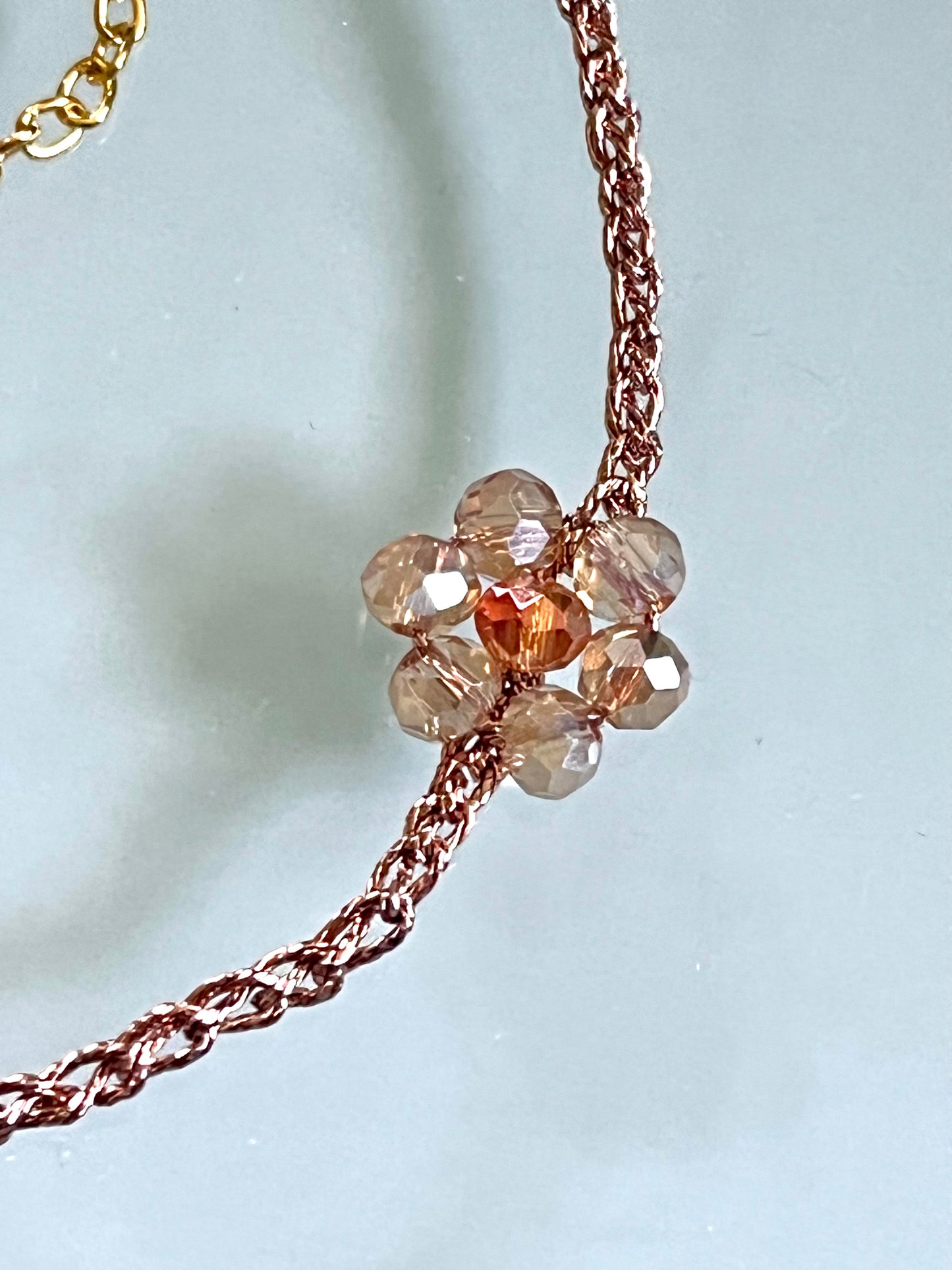🌸 Bracelet de cheville  crocheté – Fleurs naturelles 🌸