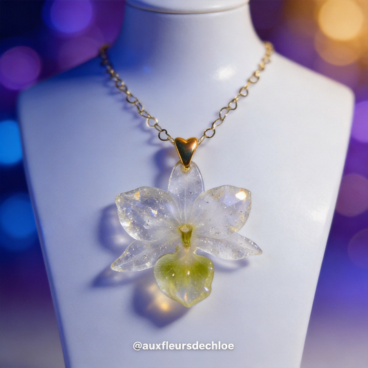 Collier fleur Orchidée Bambou