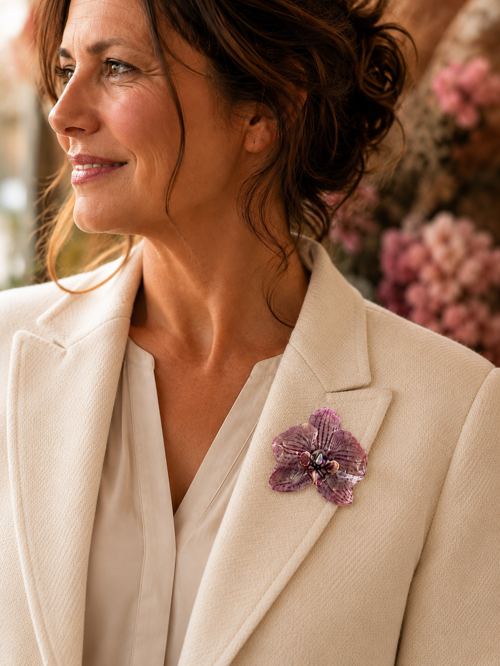 Broche orquidée fleurie