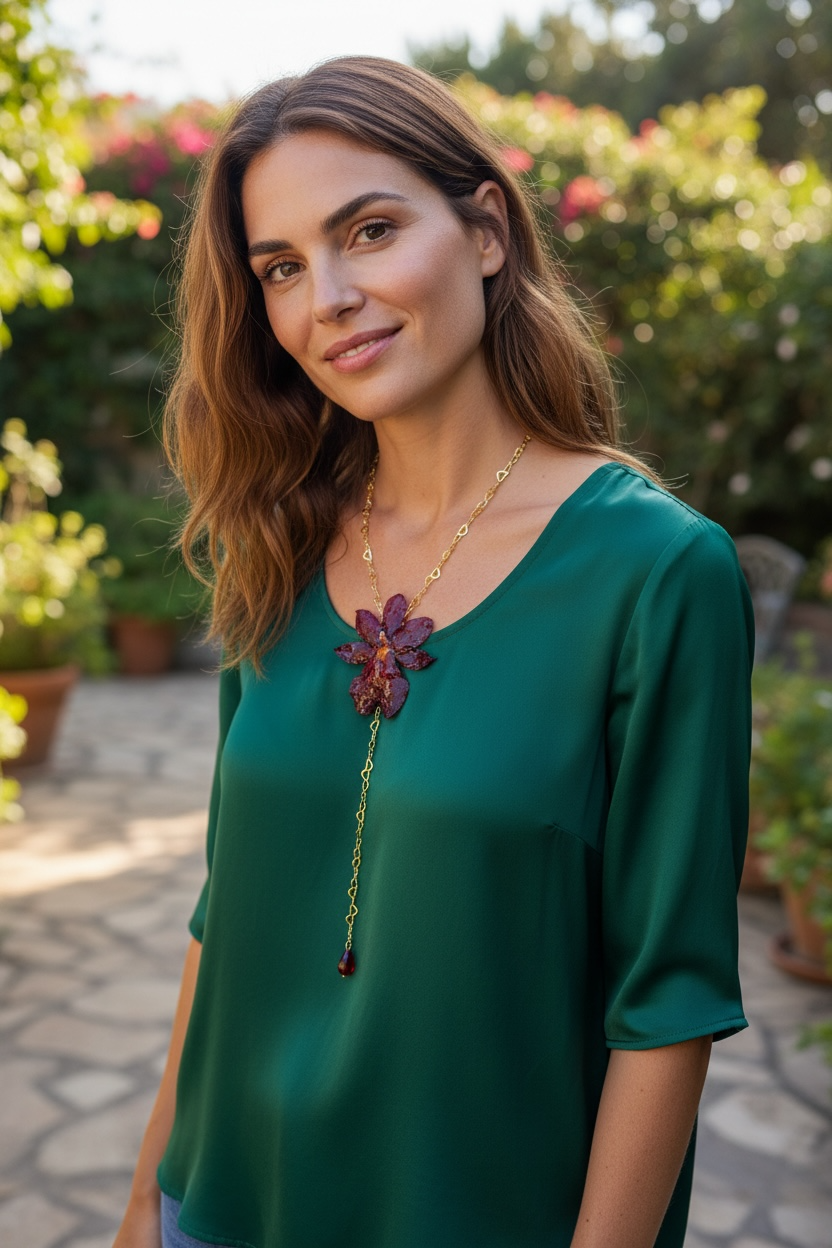 Collier petits cœurs  ajustable Orchidée Cambria - Aux fleurs de Chloé Collier petits cœurs  ajustable Orchidée Cambria Collier Collier