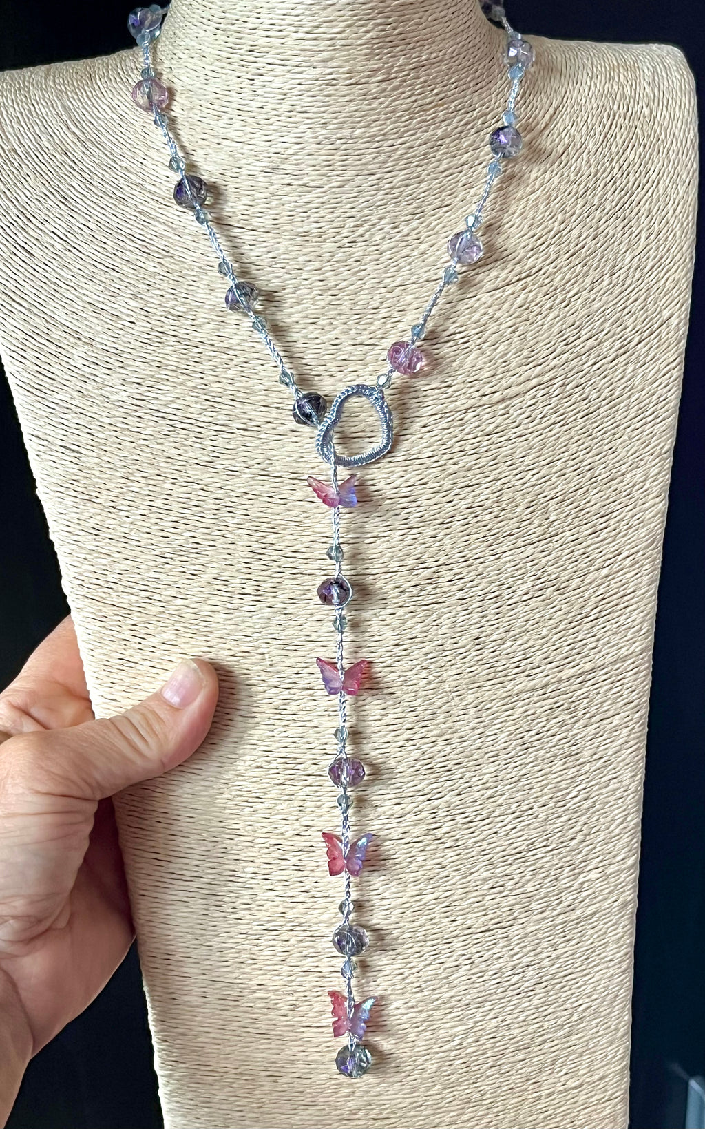 Collier sautoir Hibiscus & Papillons