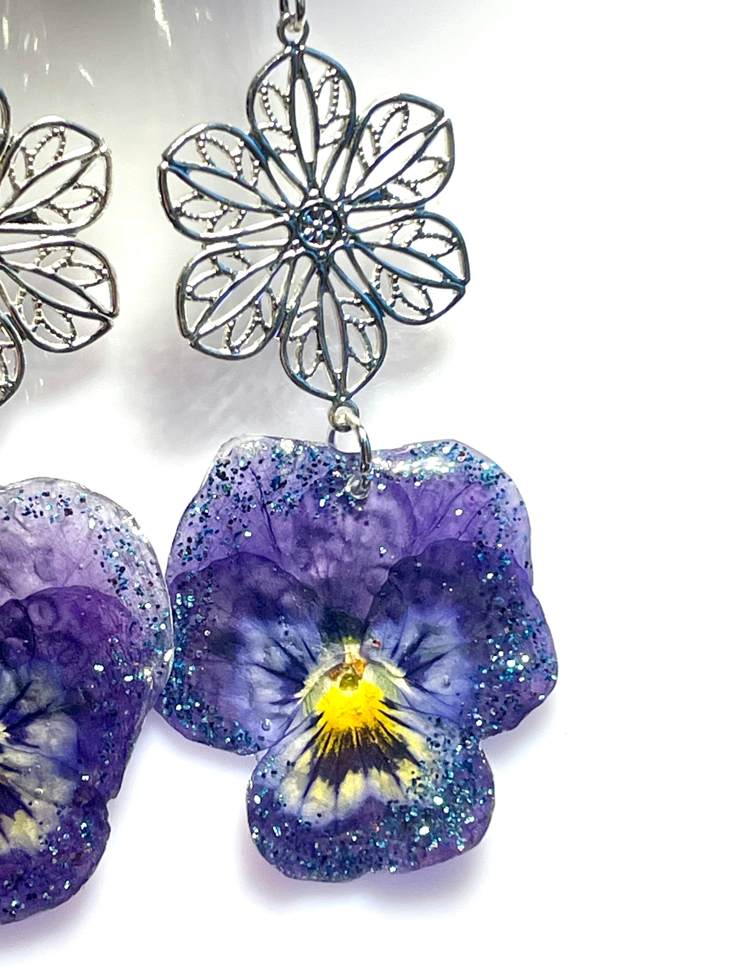 Boucles d’oreilles Pensées bicolores Fantasia