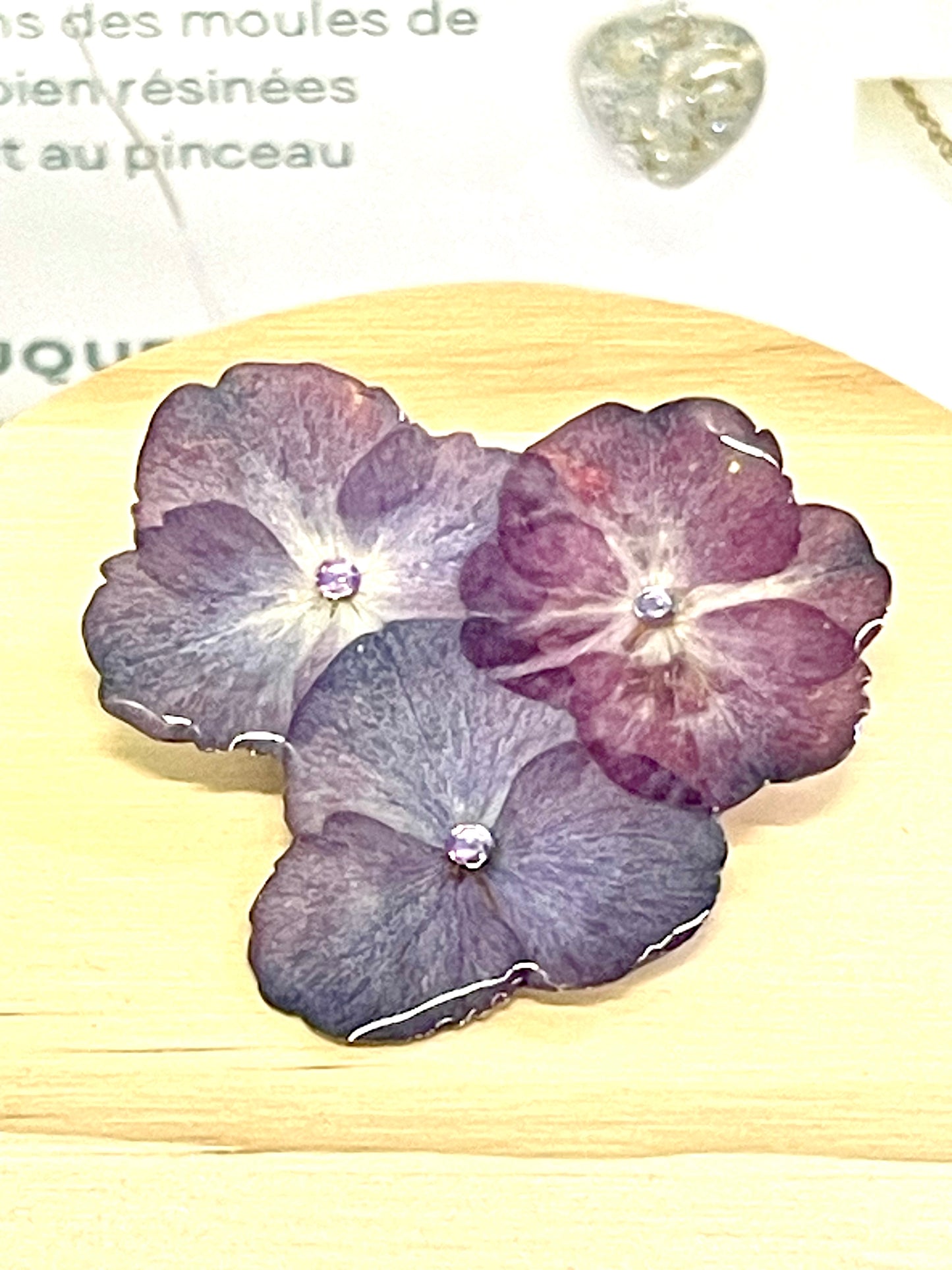 Broche trio hortensias