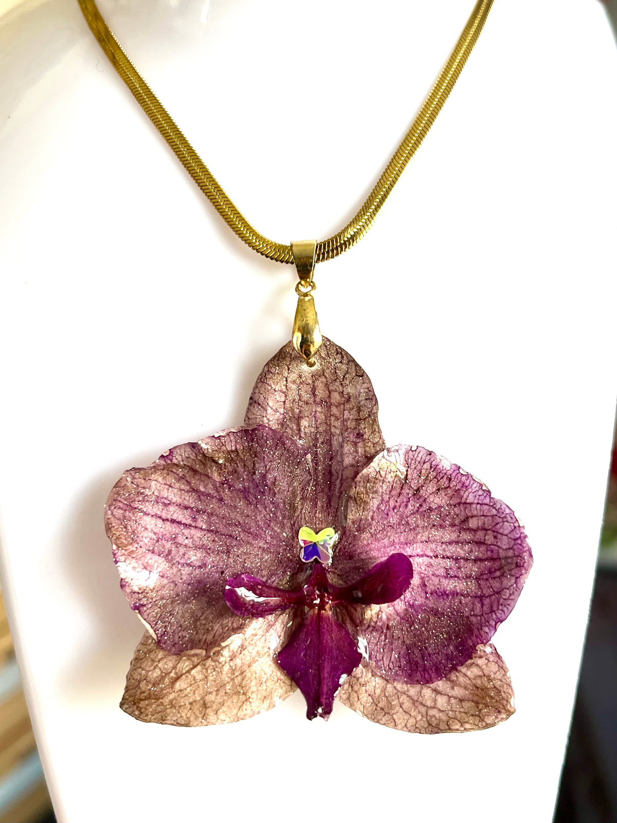 Collier fleur naturelle Orchidée éternelle