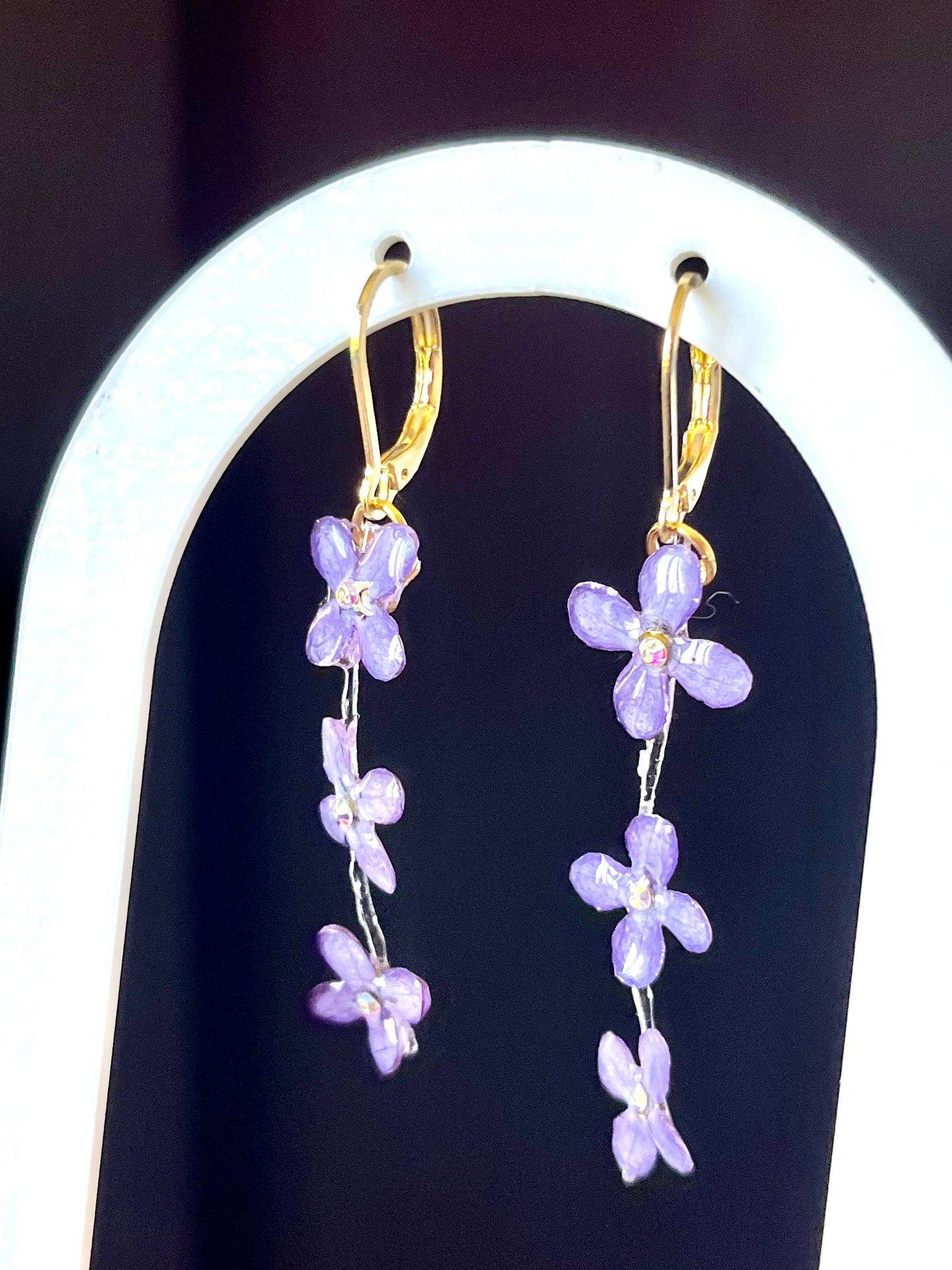 Boucles d’oreilles en fleurs de lilas naturelles