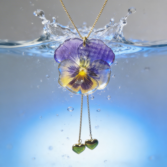 Collier ajustable grande pensée mauve