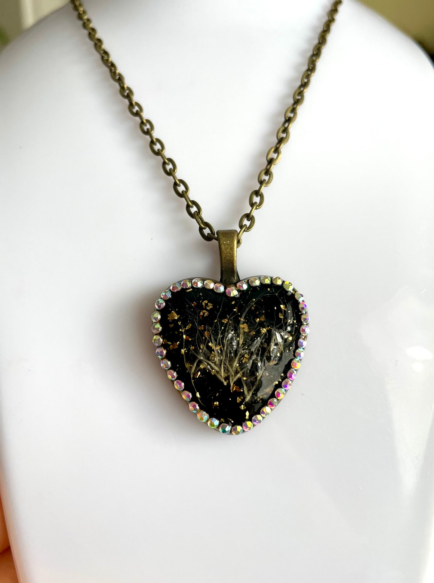 Collier cœur noir Pampa & strass