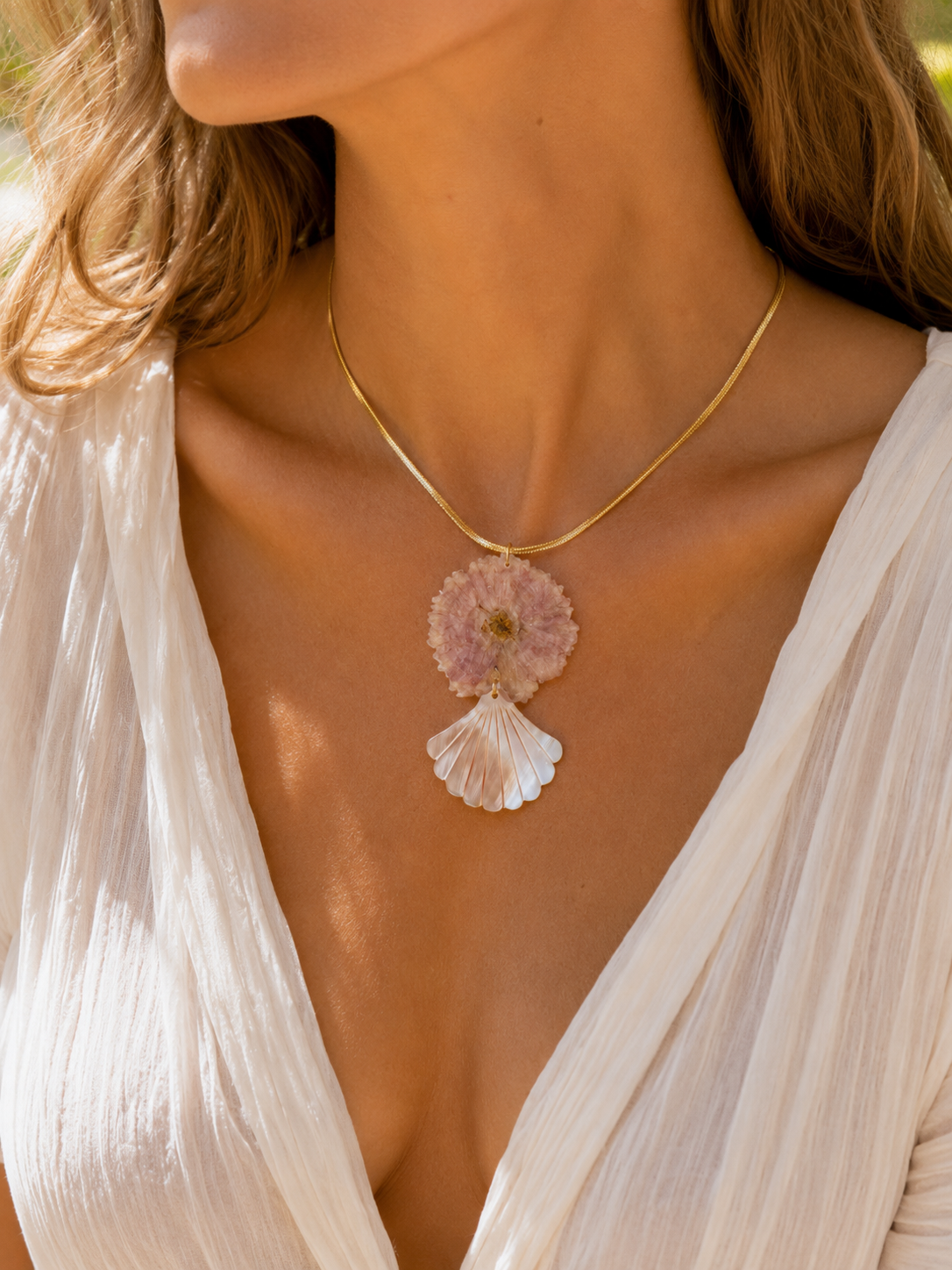 Collier Cerisier Japonais & Coquillage en nacre