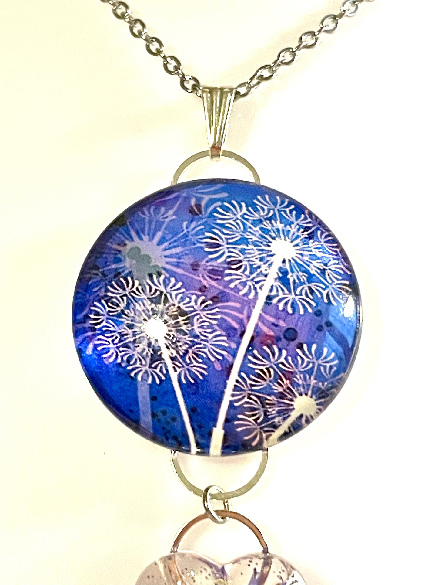 Collier cœur de Bleuet & cabochon bleu