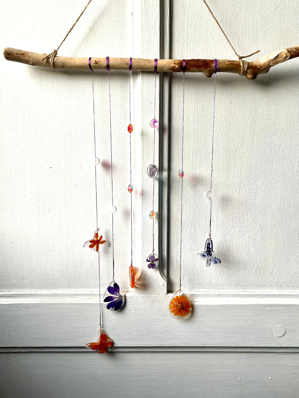 Driftwood and natural flower hanging decoration