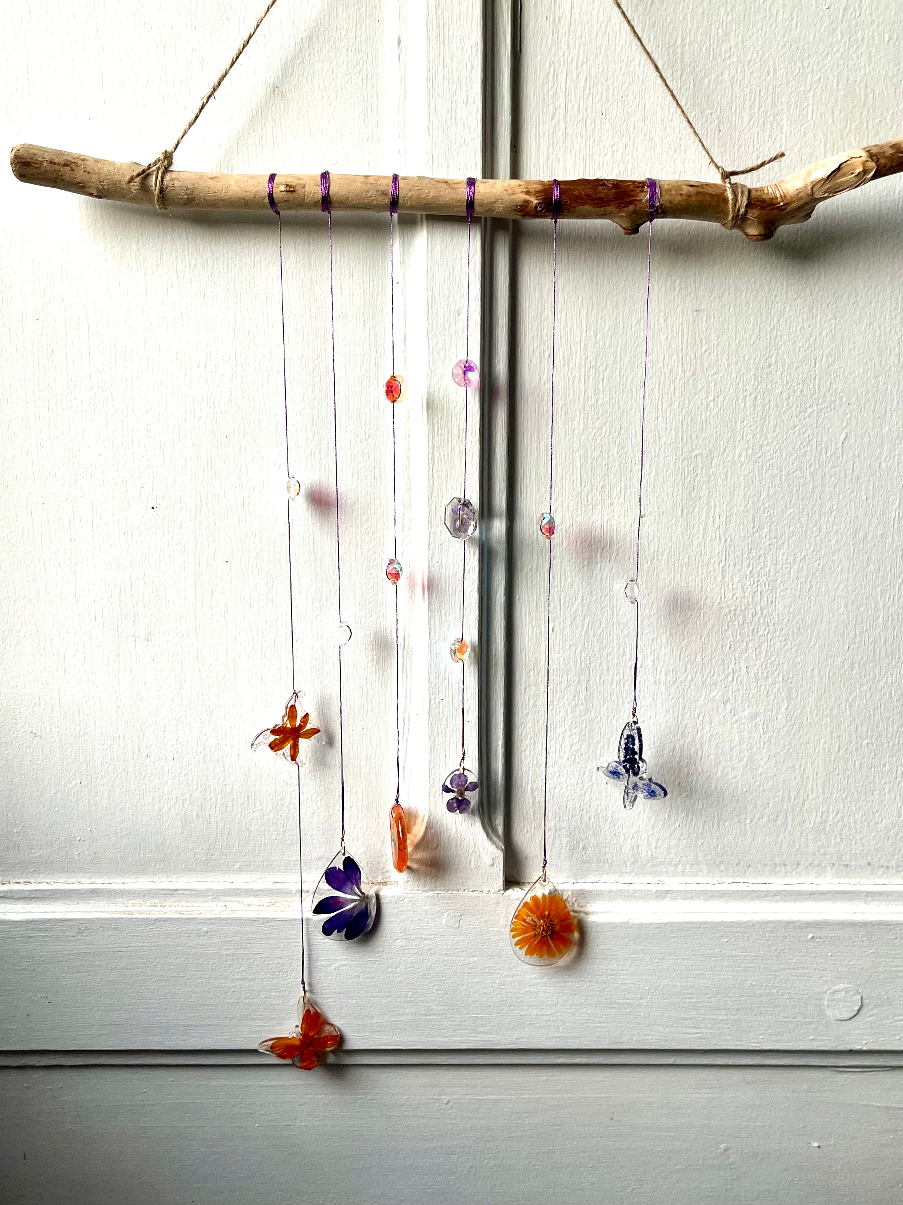 Driftwood and natural flower hanging decoration