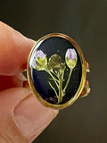 Bague Fleurs Naturelles Violettes – Bijou Floral Artisanal