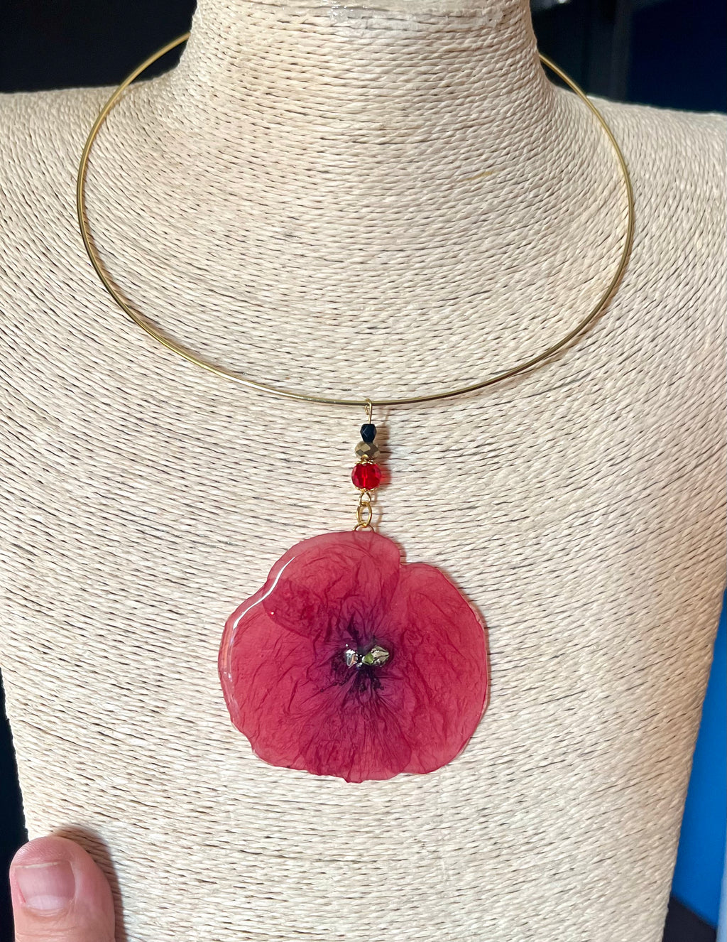 Collier Coquelicot – Fleur Naturelle Préservée