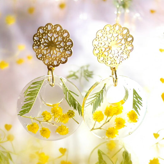 Boucles d’oreilles petites créoles Mimosa