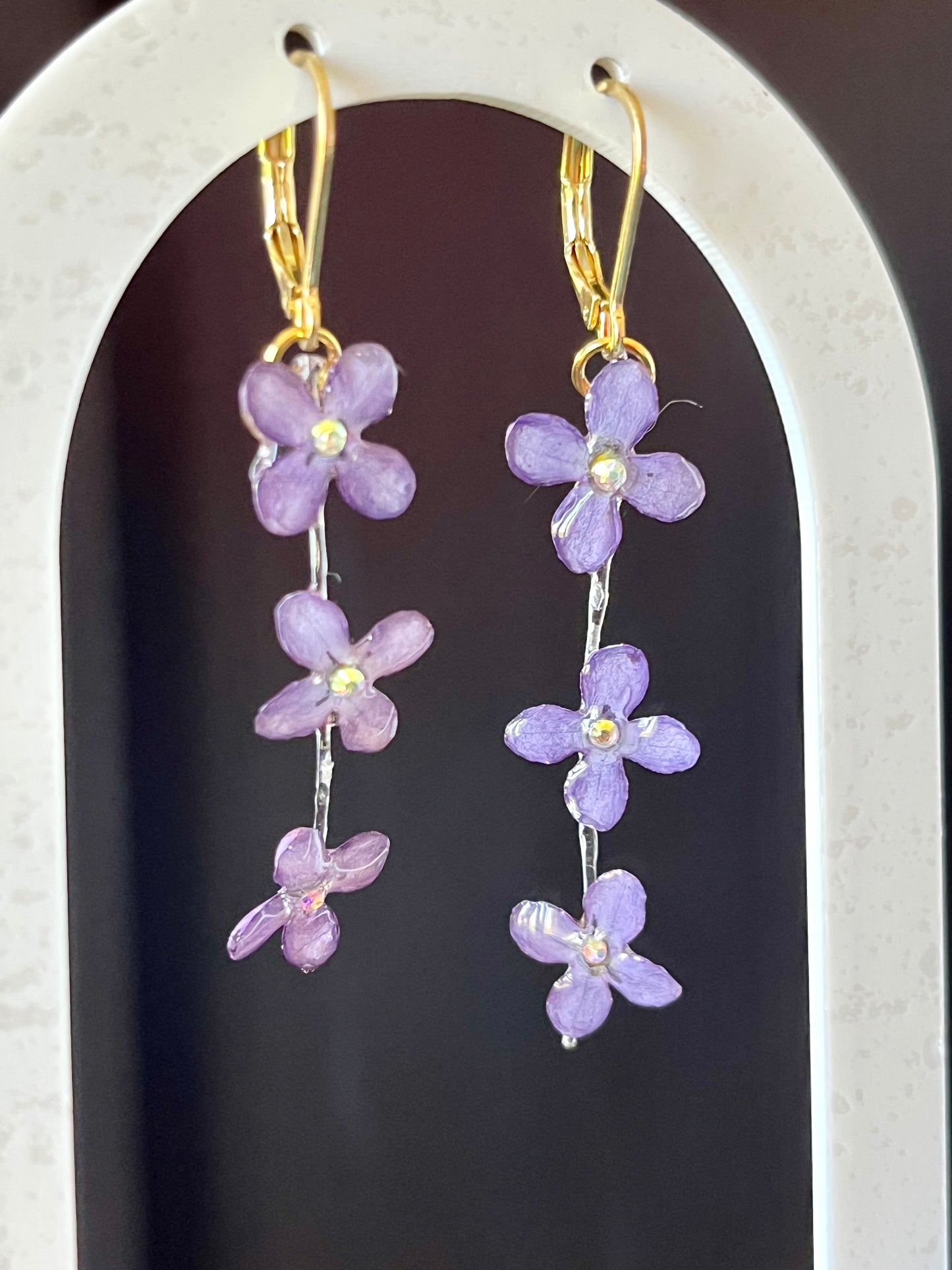 Boucles d’oreilles en fleurs de lilas naturelles
