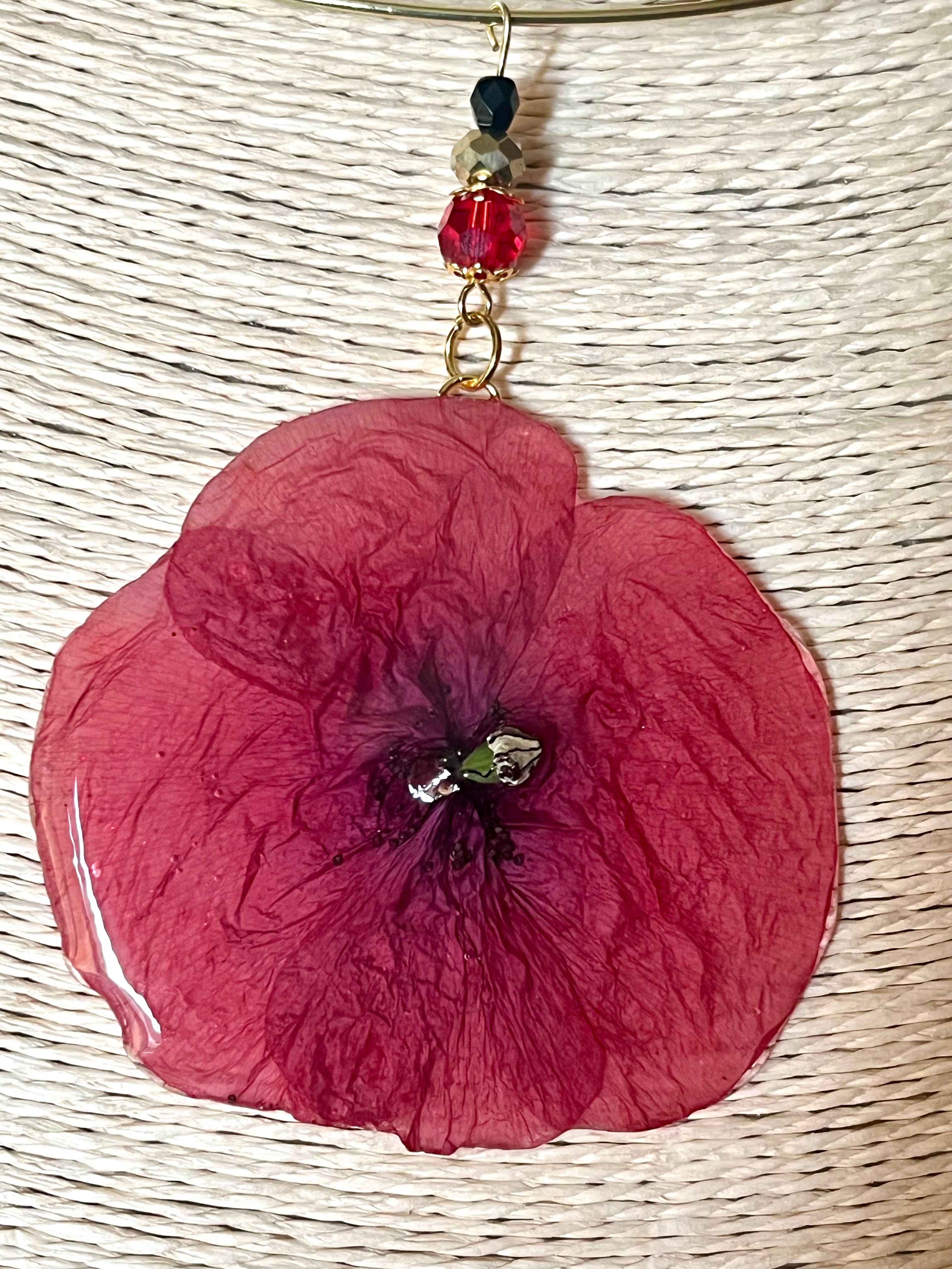 Collier Coquelicot – Fleur Naturelle Préservée