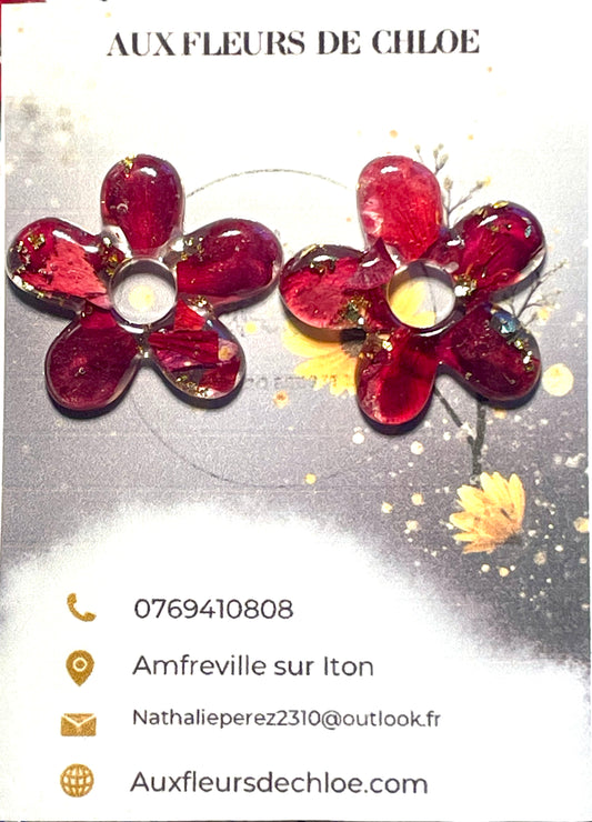 Grandes pampilles  pétales de géranium rouge