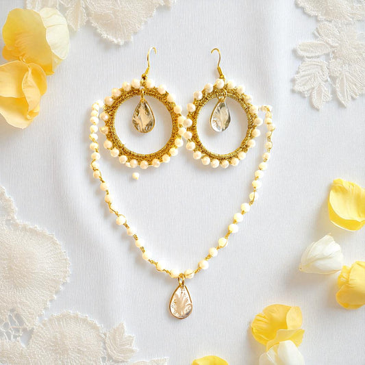 Parure de bijoux pétales de centaurée & perles de verre