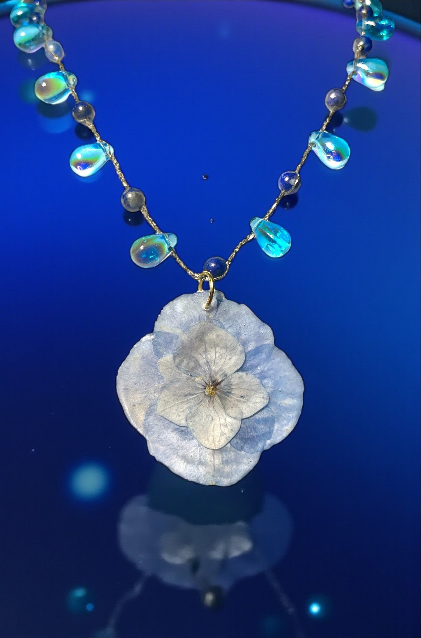 Collier Hortensia bleu Fantasia