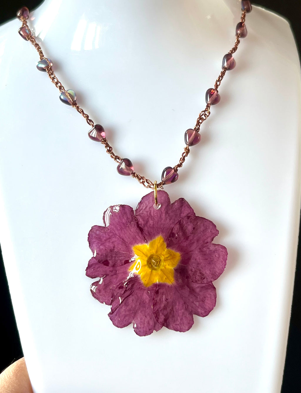 🌸 Collier “Grande Primevère” – Fleur naturelle
