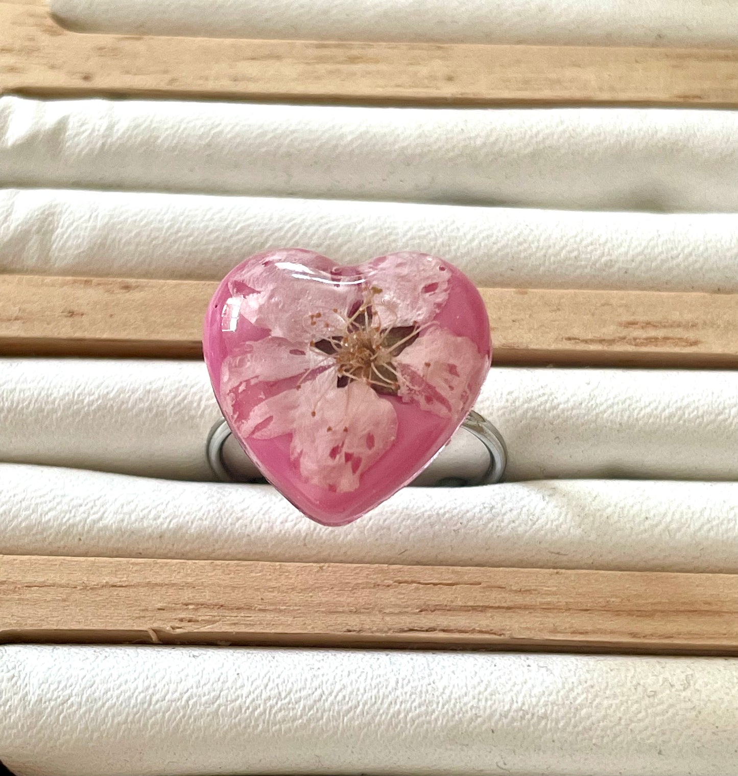 Bague cœur fleur de Prunus