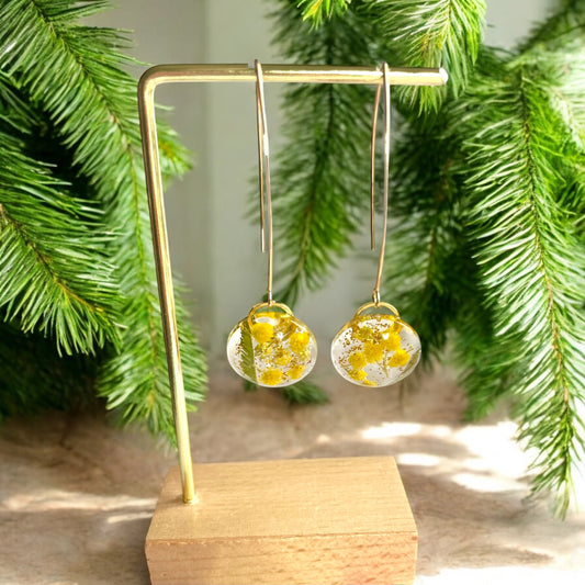 Boucles d’oreilles demies sphères Mimosa