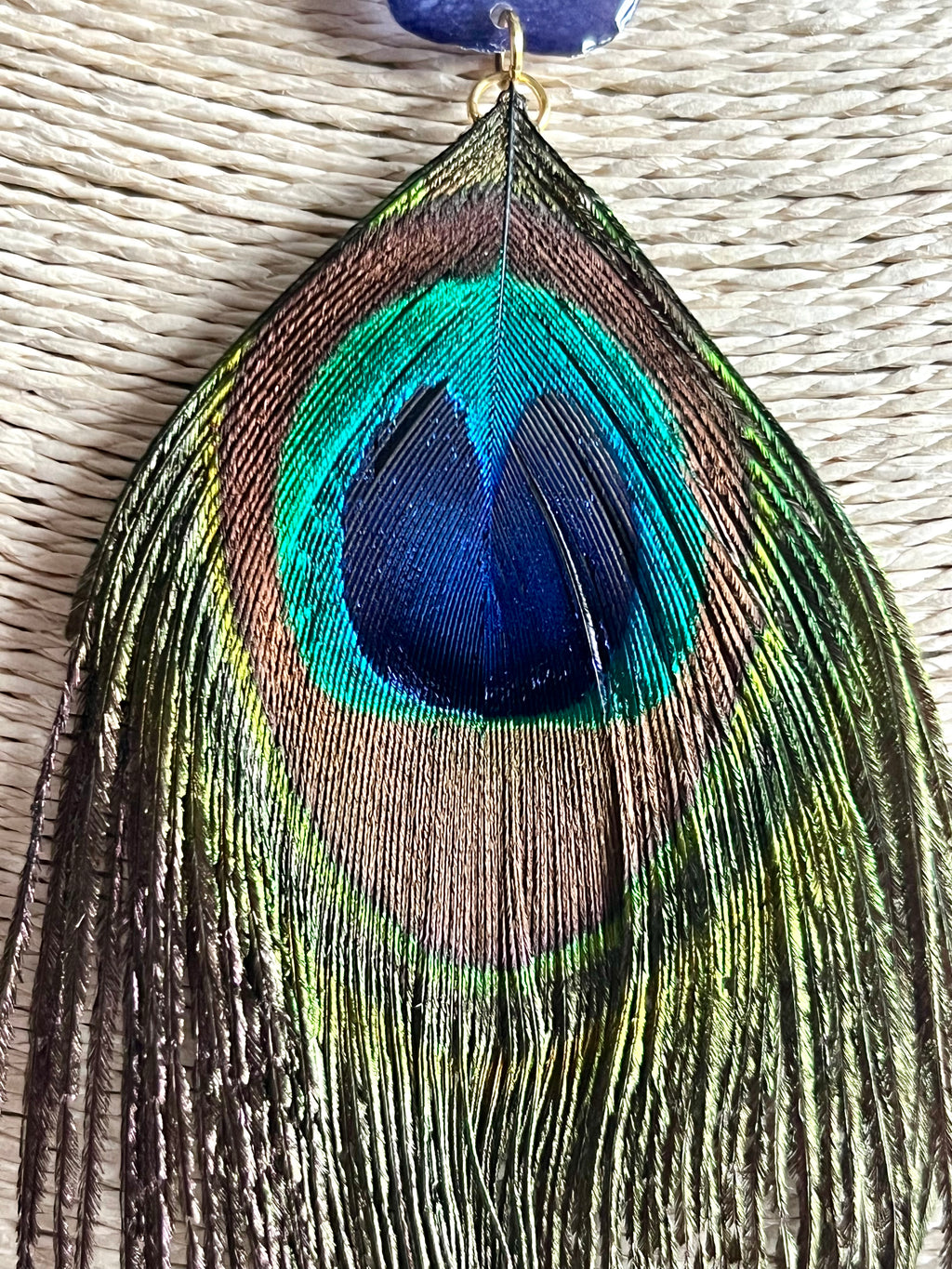 Collier Pensée & plume de Paon 🦚