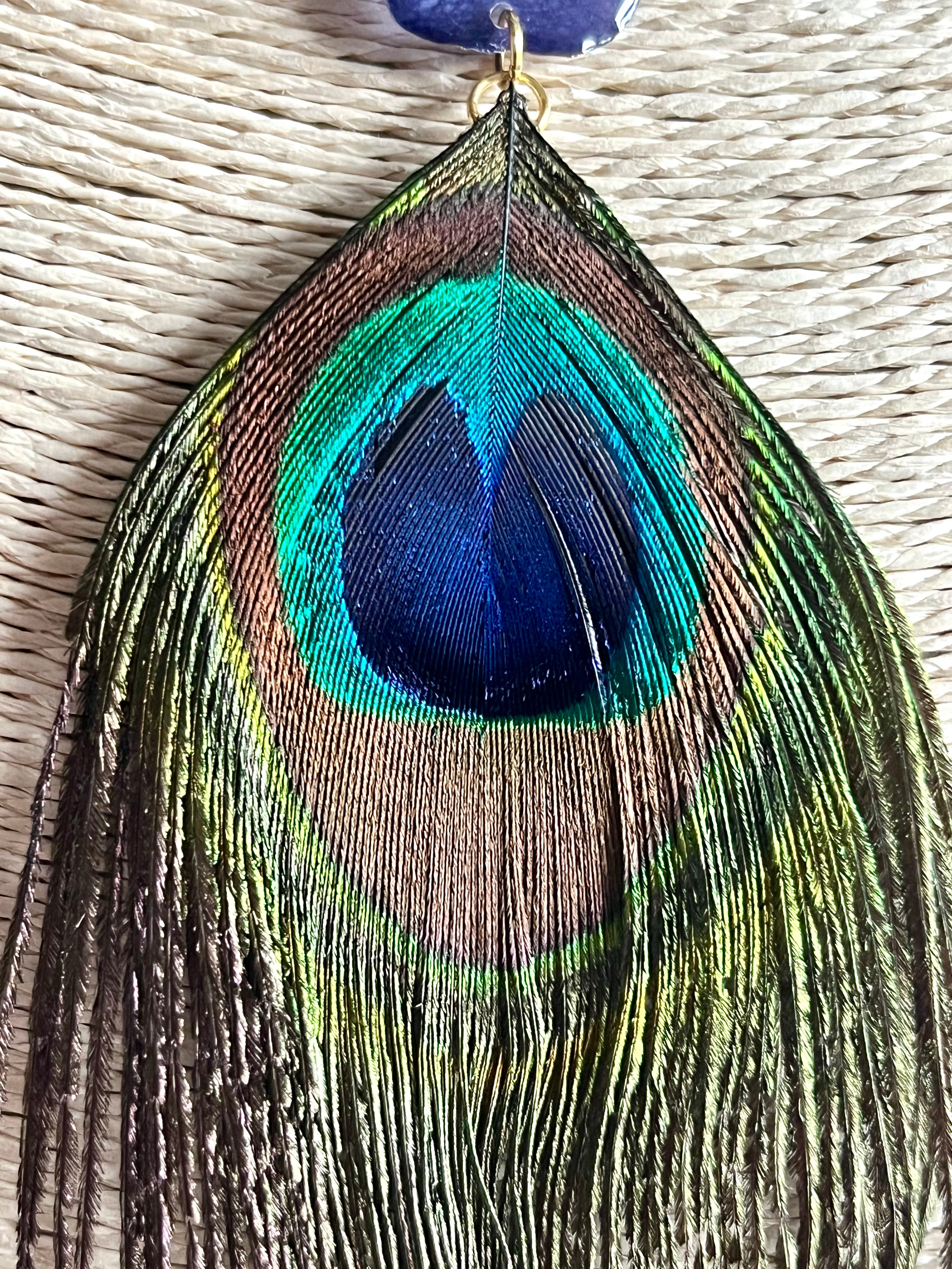 Collier Pensée & plume de Paon 🦚